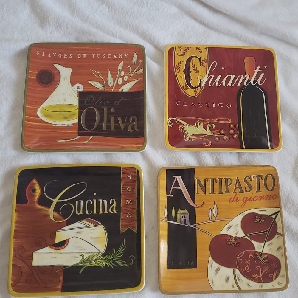 Italian Themed Plate Set of 4